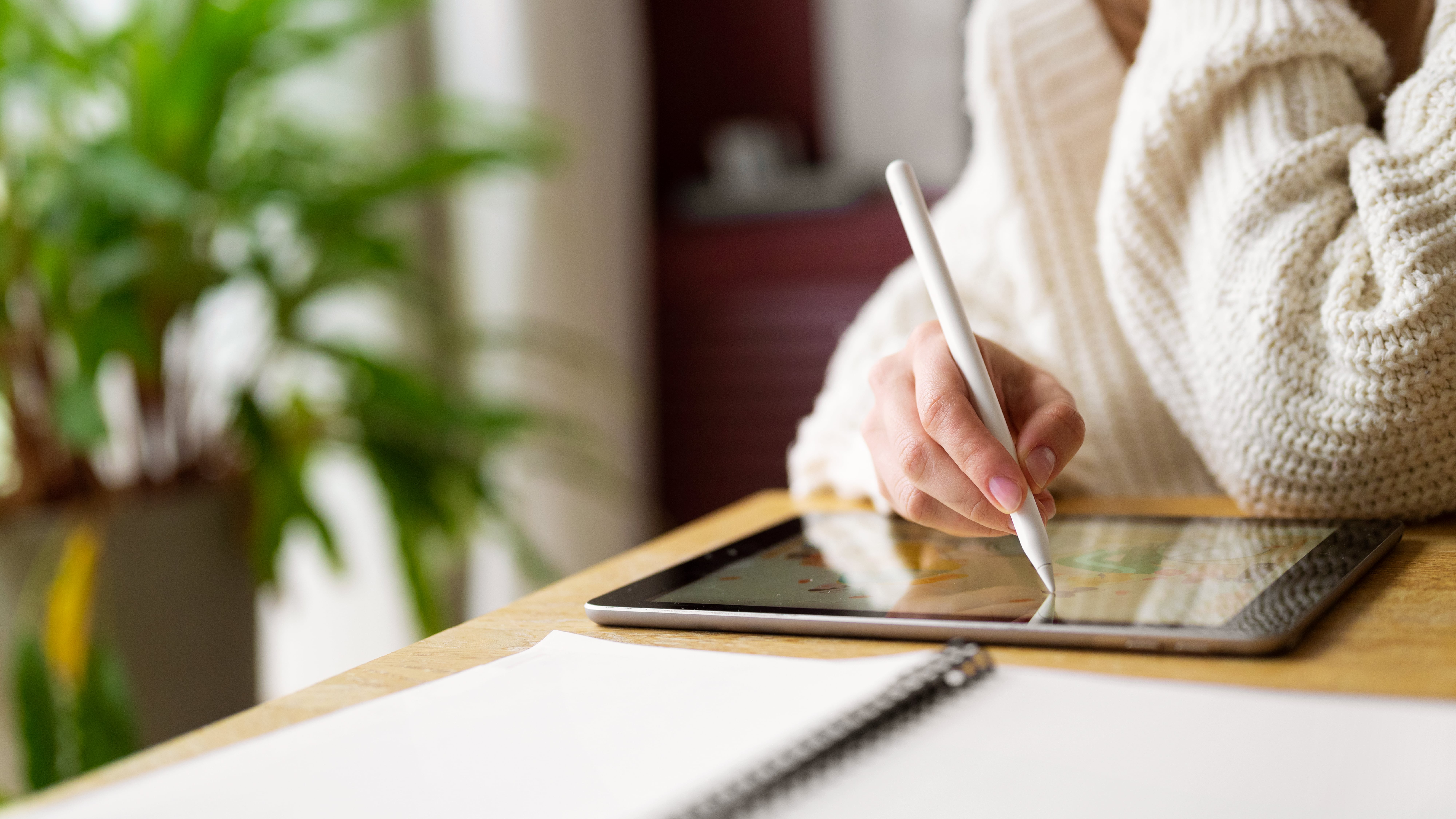 creative illustrator working devices